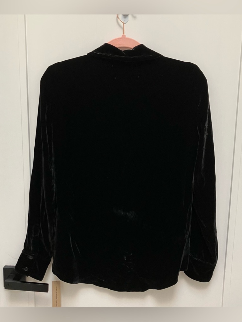 Reformation Farrah Black Velvet Button Down Top - XS - Picture 5 of 9